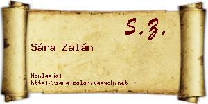 Sára Zalán névjegykártya